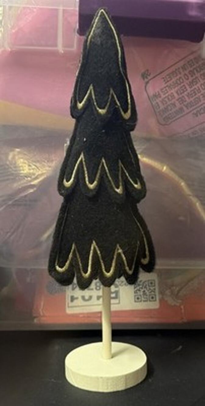 Wondershop Target Felt Christmas Tree Figurine Holiday Decor 14” Black Gold New